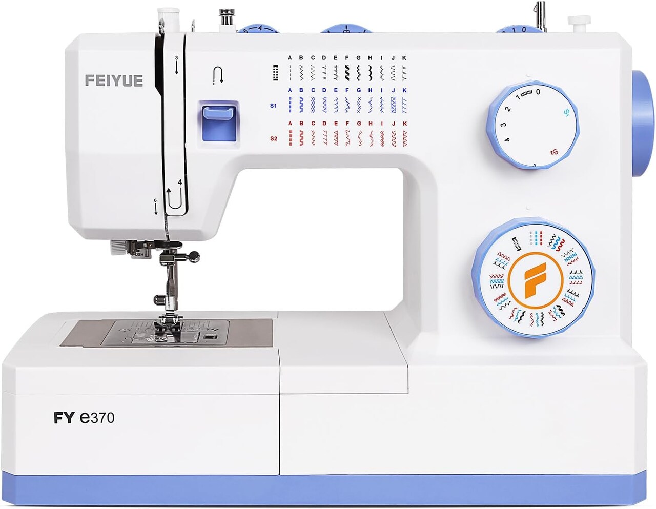 FEIYUE FYe370 Sewing Machine with Multiple Needle Positions, Energy Saving Servo Motor, Heavy Duty & Portable, 34 Built-in Stitches, Speed Control, Easy to Use, Great for Beginners